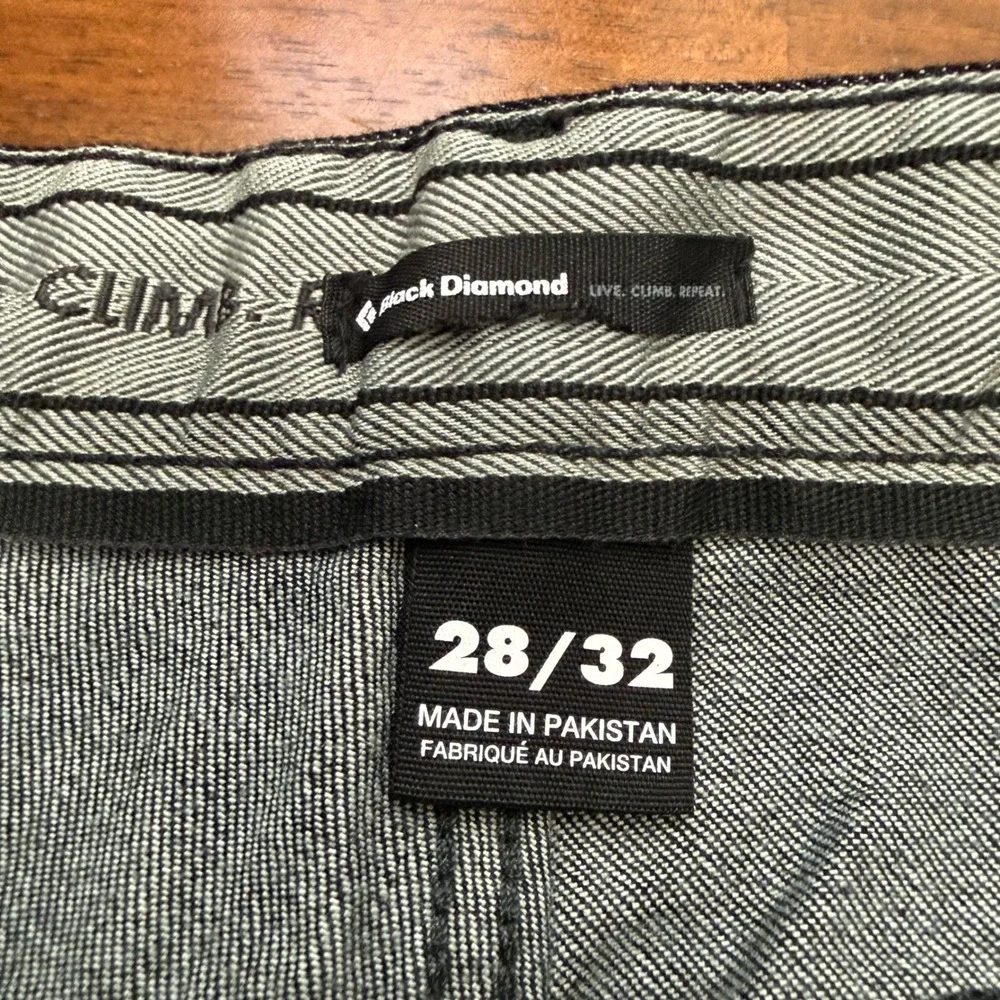Black Diamond Mission Wool Denim Pants Mens 28x32 Black Technical Climbing New